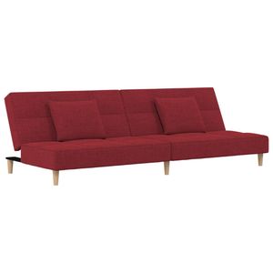 vidaXL Schlafsofa 2-Sitzer mit 2 Kissen Weinrot Stoff