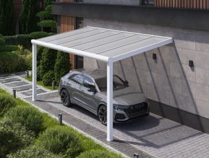Durchdacht Carport aus Aluminium Weiß 600x400 Klar Polycarbonat Dach LED Lampen