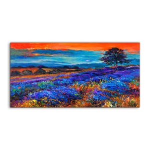 Coloray Canvas 120x60  Wandbild Leinwand Bilder Kunst Sonnenuntergang Lavendelfelder