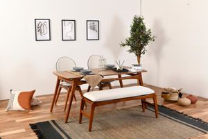 Skye Decor, Touch (2S-1B), Tisch- und Stuhlset (4-teilig), Nussbaum, 100 % Hainbuchenholz, 78 x 160 x 75 cm