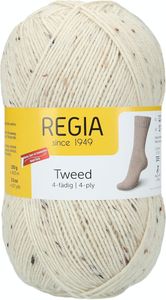 Regia 4-fädig Uni Tweed, 100g Natur Handstrickgarne