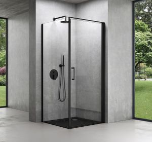 Mai & Mai Duschkabine 75x75x195cm Hebe-Senk-Mechanismus schwarz 8mm ESG-Sicherheitsglas Nano-Beschichtung Rav36-Plus