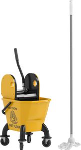 HOMCOM Upratovací vozík Upratovací vozík 26 l vedro s lisom, vozík na mop s rukoväťou a mopom na komerčné upratovanie Žltá