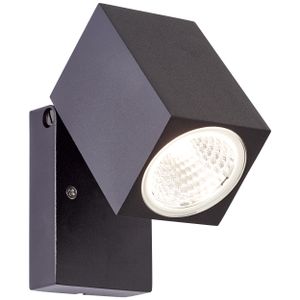BRILLIANT schwarzer LED Außenwandstrahler BURK | schwenkbarer Kopf | 8W  600 Lumen  3000 Kelvin | Metall/Glas | IP54
