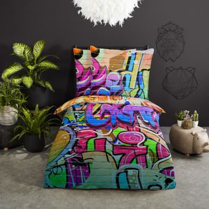Graffiti Kinder-Bettwäsche 80x80 + 135x200 cm · Bettwäsche für Jungen / Teenager - 100% Baumwolle
