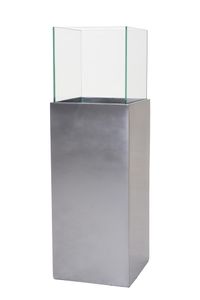 Windlichtsäule Kerzenhalter Windlicht CANDELA - Silber Metallic - 25x25x80 cm