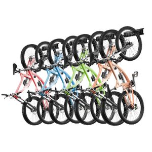 Stojak na rowery VEVOR, 8 uchwytów na rowery i 7 haków na kaski, uchwyt ścienny do przechowywania rowerów, organizer do domu i garażu, regulowany do różnych rozmiarów rowerów, regulowany uchwyt