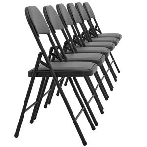 Konferenční židle sada 6 skládacích čalouněných kovových židlí Imitace kůže šedá