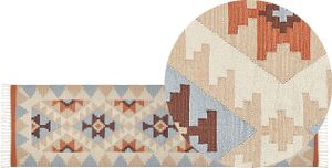 BELIANI Kelim-Teppich Mehrfarbig Baumwolle 80 x 300 cm mit Fransen Geometrischem Muster Handgewebt Zweiseitig Läufer Modern Wohnzimmer Schlafzimmer