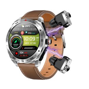 T95 Smartwatch, Bluetooth headset, 2 v 1, 1,52palcový displej, sportovní hodinky, fitness tracker, silikonový náramek + kožený řemínek, stříbrná barva