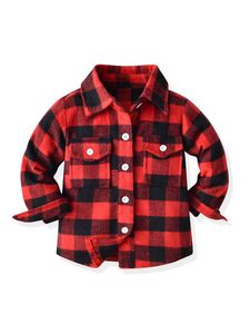 Jungen Plaid Bluse School Offene Fronthemd Jacke Baggy Flanell Mantel, Farbe: Rot, Größe: DE 80
