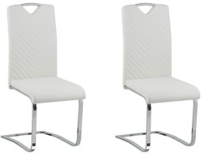 BELIANI Sada 2 jídelních židlí bílých z umělé kůže čalouněné konzolové s vysokou opěrkou, kancelář, konferenční místnost