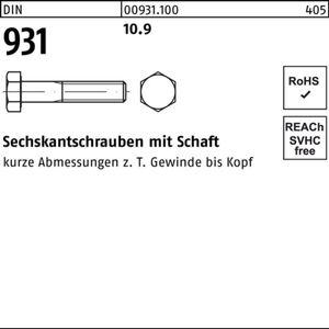 Sechskantschraube DIN 931 m.Schaft M 8 x 70 10.9