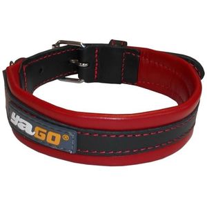 YAGO schwarzes und rotes Lederhalsband, 34–43 cm