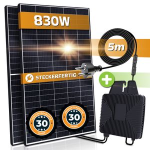 Balkonkraftwerk Set 830W/600W Photovoltaik Solaranlage Mini-PV Anlage Solarmodul Solarpanel