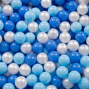 KiddyMoon 100/6cm Detské lopty na hranie vo vani Detské plastové lopty vyrobené v EÚ, detská modrá/modrá/perleťová