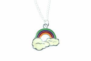 Regenbogen Kette Halskette Miniblings 45cm Kinderkette Wolke Rainbow versilbert
