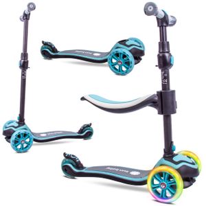 Kinder Roller Kinderscooter Dreiradscooter mit LED Räder, 2-Rädern, Hinterbremsen, Höhenverstellbare, bis 50kg belastbar Blau