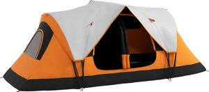Outsunny Campingzelt, Tunnelzelt für 6-8 Personen, mit Lichthaken, Meshfenster für Camping, Garten, Orange