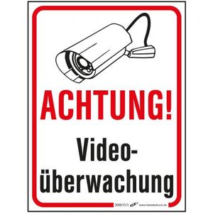Hinweisschild Schild - Achtung ! Videoüberwachung - Gr. ca. 5 cm  x 6,6 cm - 308815/3