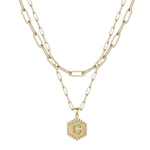 Anhänger-Halskette, wasserfest, vielseitig einsetzbar, glänzender Buchstabe, Gold-Schicht-Halskette als Geschenk-C