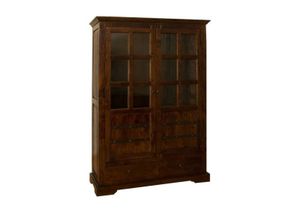 MASSIVMOEBEL24 Vitrine Akazie 134x50x196 nougat lackiert OXFORD #456