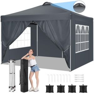 Pavillon 3x3  Wasserdicht Stabil Winterfest, Faltpavillon mit 4 Seitenwänden, Höhenverstellbar, Pop up Faltbar Gartenzelt, und UV 50+, inkl .Tasche