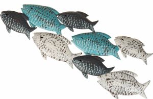 SIDCO Wanddeko Fischschwarm Wandbild Fische Metall Objekt Maritim Wandhänger