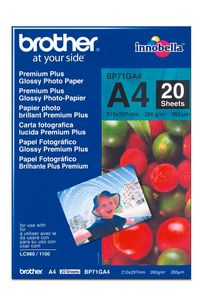 Brother BP71GA4 Premium Plus Glossy Photo Paper, 297 x 210 mm