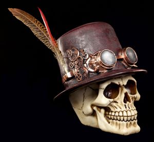 Steampunk Totenkopf mit Hut und Feder / Totenkopf - Skull