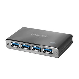 LogiLink USB 3.0 Hub mit Netzteil 4 Port Aluminiumgehäuse