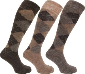 Pánské podkolenky / podkolenky s kosočtvercovým vzorem, neomezující manžety, 3 balení MB277 (39-45 EUR) (odstíny hnědé)