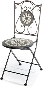 Záhradná stolička Kobolo Skladacia mozaiková stolička Kovová stolička - výška 88 cm - sivá