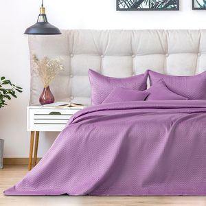 Bettüberwurf Carmen - Premium Tagesdecke mit matter Satin Oberfläche, Farbe:Lilac, Größe:Bettüberwurf 260x280 cm