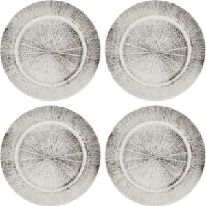 4 x Platzteller wiederverwendbar aus Kunststoff – silberfarben  Ø 33 cm - Unterteller wiederverwendbar - Dekoteller aus Kunststoff
