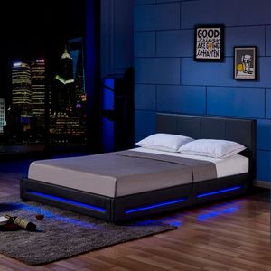 LED Bett ASTEROID - Variantenauswahl, Farbe:schwarz, Größe:140 x 200 cm
