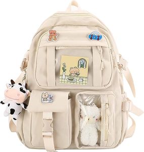 Estetický batoh Japonské batohy Kawaii Školní taška se štítkem Malý batoh Školní potřeby, bílá