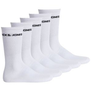 JACK&JONES Herren Tennissocken 5er Pack - JACBASIC LOGO TENNIS SOCK, One Size Weiß 40-46