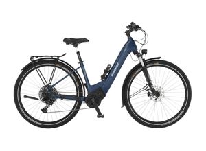 FISCHER E-Bike Pedelec Trekking Viator 8.0i Wave, Rahmenhöhe 43 cm, 28 Zoll, Akku 711 Wh, Mittelmotor, tiefer Einstieg, Kettenschaltung, LCD Display, sattblau
