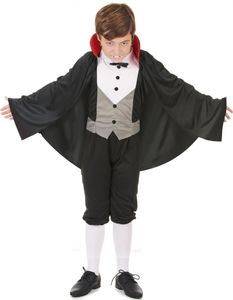 Upírsky halloweenský detský kostým čierno-šedo-biely