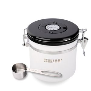 Schramm® Kaffeedose 1200 ml in 10 Farben mit Dosierlöffel Höhe: 12cm Kaffeedosen Kaffeebehälter aus Edelstahl , Farbe:weiß  matt