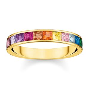 Thomas Sabo TR2403-996-7 Dámsky prsteň s farebnými kameňmi, zlatý odtieň, 52/16,6