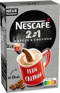 Nescafé 2in1 Sticks, Instantkaffee mit Creamer, Instant Kaffee, 10 Portionssticks