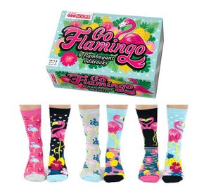 United ODD Socks Damen Socken, 6 Socken Pack - Strumpf, Tiermotive, 37-42 GoFlamingo