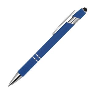Touchpen Kugelschreiber aus Metall / mit Muster / Farbe: blau