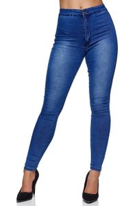 Elara Damen Slim Fit Hose Highwaist Jeans 915-4B Blau 36 (S)