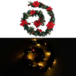 vidaXL Weihnachtsgirlande mit LED-Lichtern Grün 2,7 m PVC