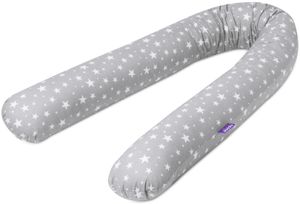 Bettschlange 180 cm [100% Baumwolle - Graue Sterne] Bettumrandung Bettrolle Babybettschlange 1,8m