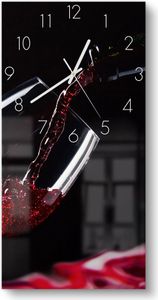 DEQORI Glasuhr 30x60 cm Zahlen 'Rotwein ins Glas gegossen' Wanduhr Glas Uhr Design leise
