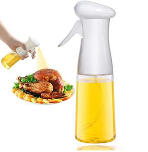 Olivenöl Sprayer, Öl Spray zum Kochen, BBQ Kochen Sprühflasche, 7oz / 210ml Öl Sprayer Flasche für Küche, Kochen, BBQ, Backen, Grillen, Braten, Salat, mit Bürste (Weiß)